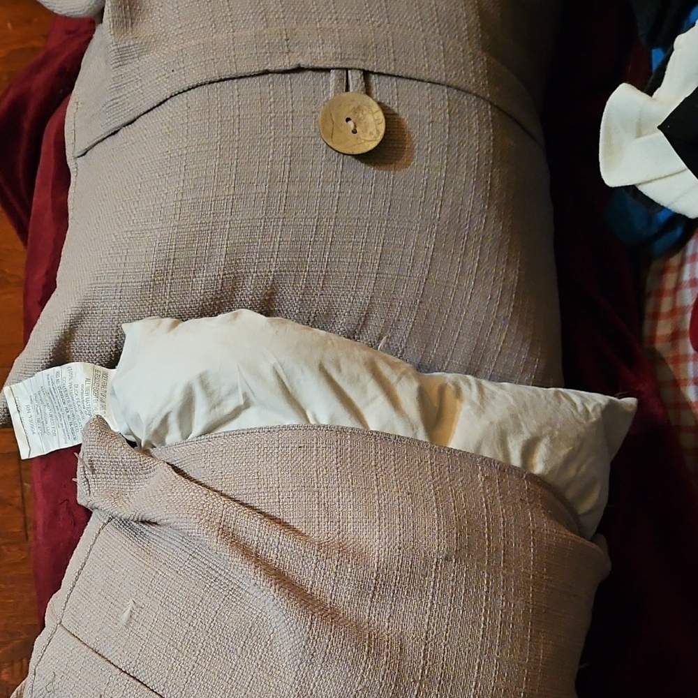 Pier 1 Taupe and White Accent Pillow